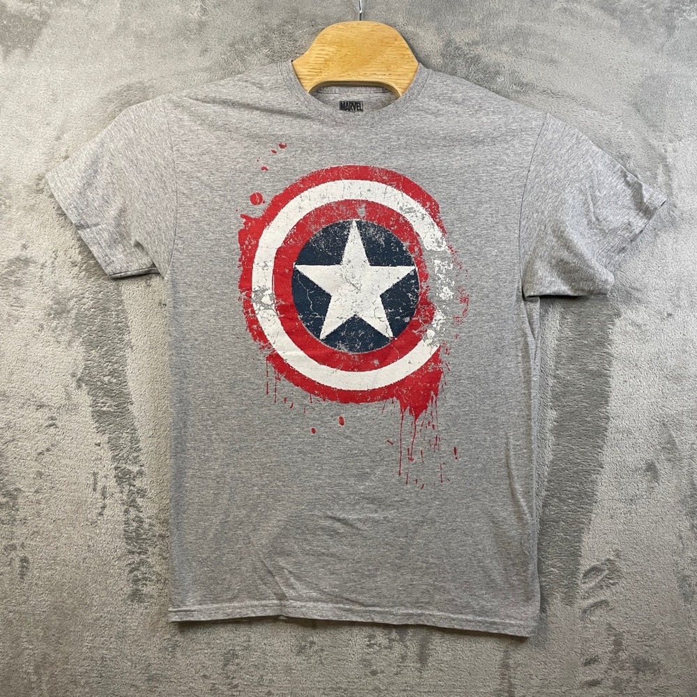 Marvel Captain America Shield Graphic T-Shirt Crew Neck Short Sleeve Medium‎